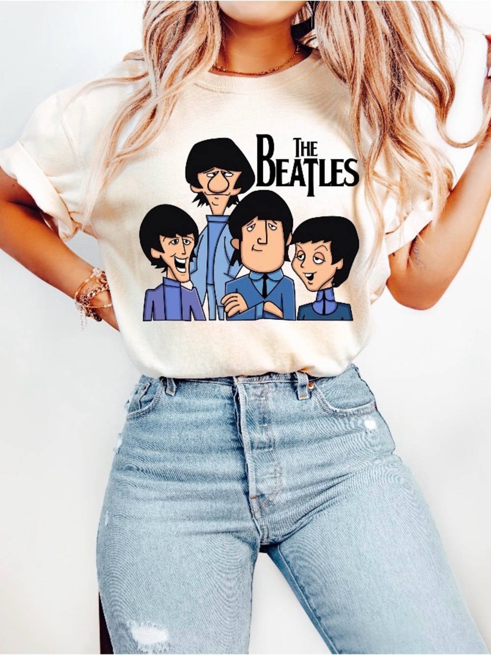 The Beatles Cartoon Vintage Shirt, Retro Rock Band Tee, Classic Music Lover Tee